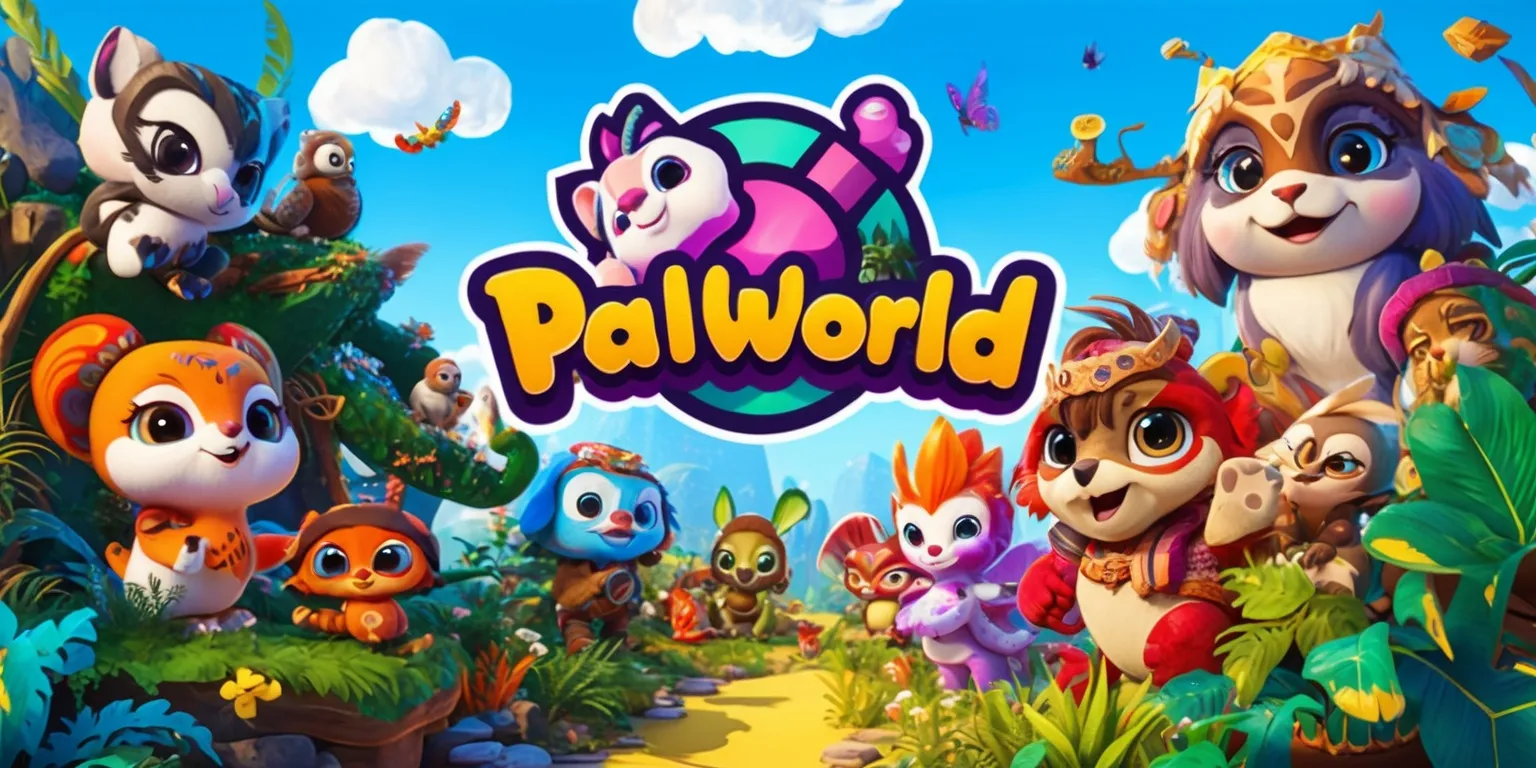 A vibrant and colorful digital illustration of the Palworld game, featuring a variety of adorable and fantastical Pals in a lush, natural environment, with intricate details and textures, set against a bright blue sky with fluffy white clouds, and incorporating elements of adventure, exploration, and friendship, with the Pals showcasing unique characteristics, facial expressions, and vibrant colors, and the overall scene exuding a sense of wonder, excitement, and joy, with bold lines, intricate patterns, and a mix of realistic and stylized elements, blending fantasy and reality in a captivating and immersive way.